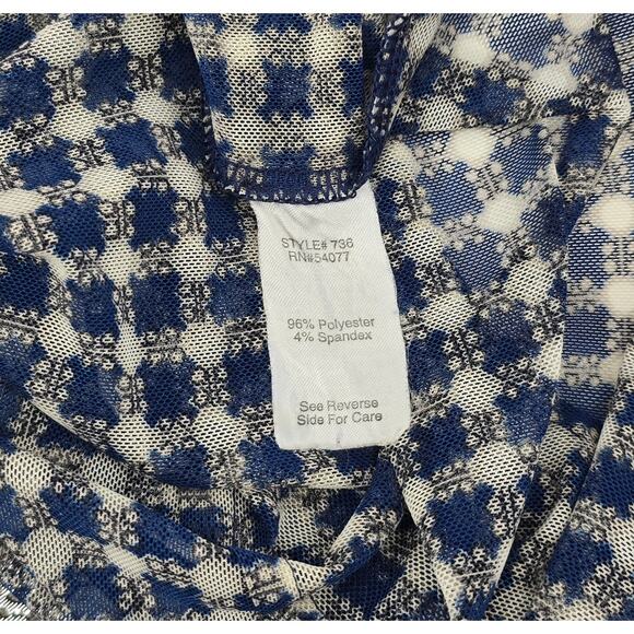 Cabi Art to Wear Button Up Sheer Navy & Cream Geometric Minimalist - Picture 7 of 7